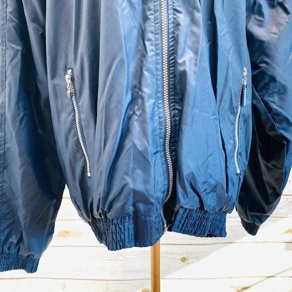 B&B SPORTS Men Zip Up Lined Hoodie Blue Casual Windbreaker Jacket Size Large - Picture 3 of 12